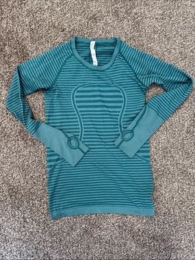 lululemon athletica Teal Striped Crew